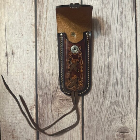 Vintage Tooled Leather Harley-Davidson Belt Loop Knife Sheath — Eagle Wing Desig - Picture 4 of 7